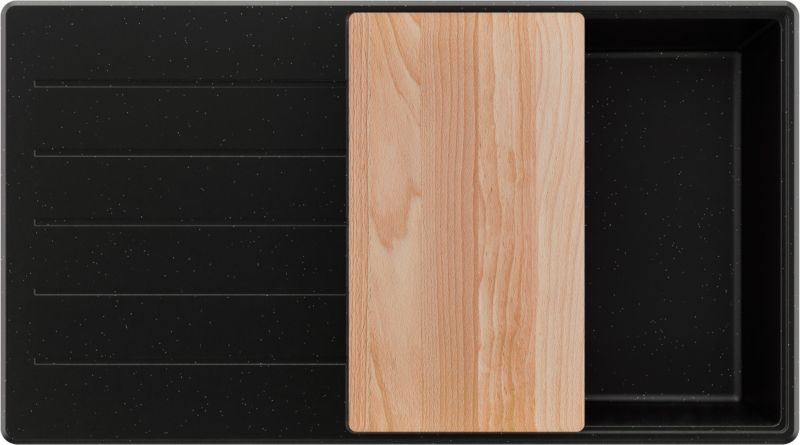 Zlewozmywak Kopenhaga PRIMAGRAN Nablatowy 90x50cm do szafki od 60cm, Czarny Metalik + Syfon + Deska, S717, 1 szt.