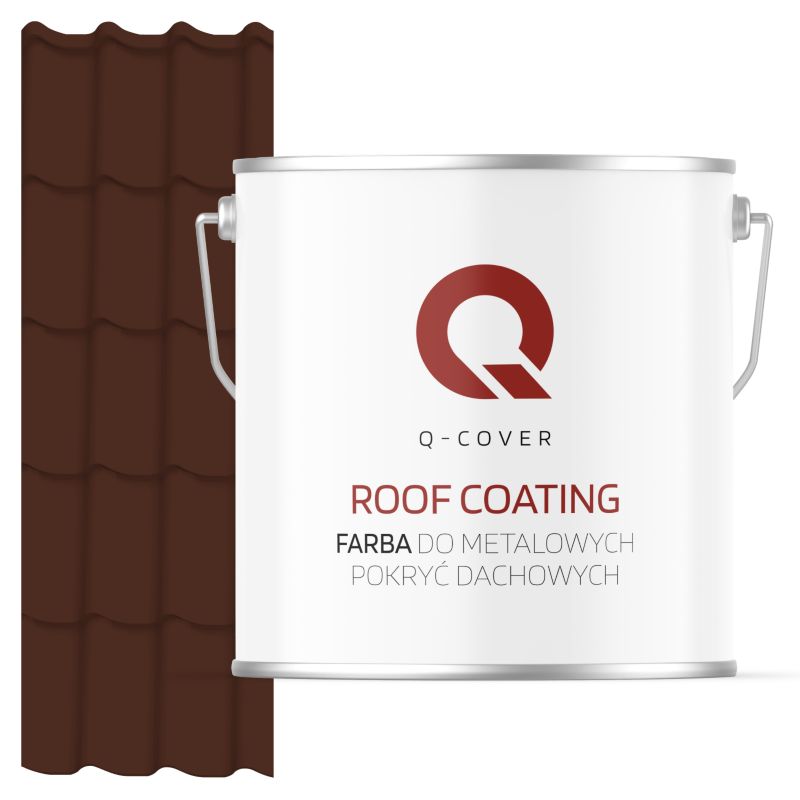 Farba do Metalowych Pokryć Dachowych Q-Cover Ciepły brąz RAL8016 Mat 5L