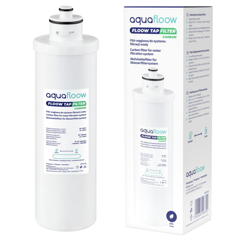 Filtr wody, AquaFLoow, blok węglowy, 2 warstwy, redukcja chloru, zanieczyszczeń, 1szt.