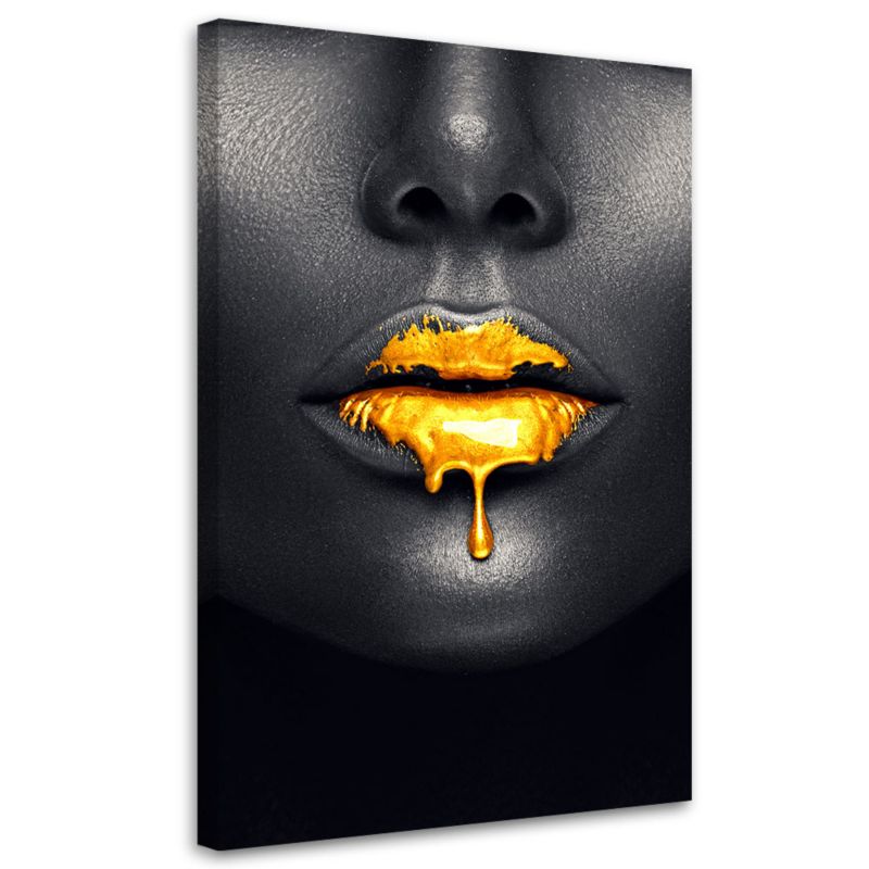 Obraz na płótnie Feeby Złote Usta Kobieta Styl Glamour 80x120cm 1szt