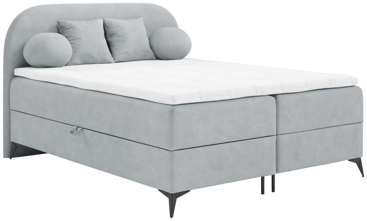 Szare łóżko dwuosobowe 180x200 cm kontynentalne do sypialni SERENO