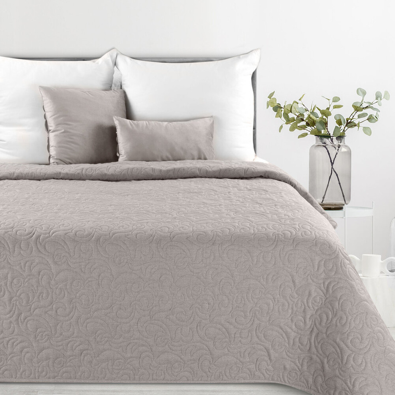 Narzuta na łóżko LENON 4 170x210 cm popielata imitacja lnu