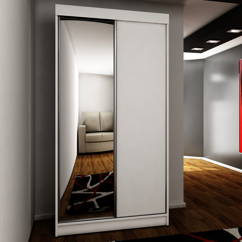 Szafa z lustrem 100 cm do przedpokoju dwudrzwiowa TARO biały