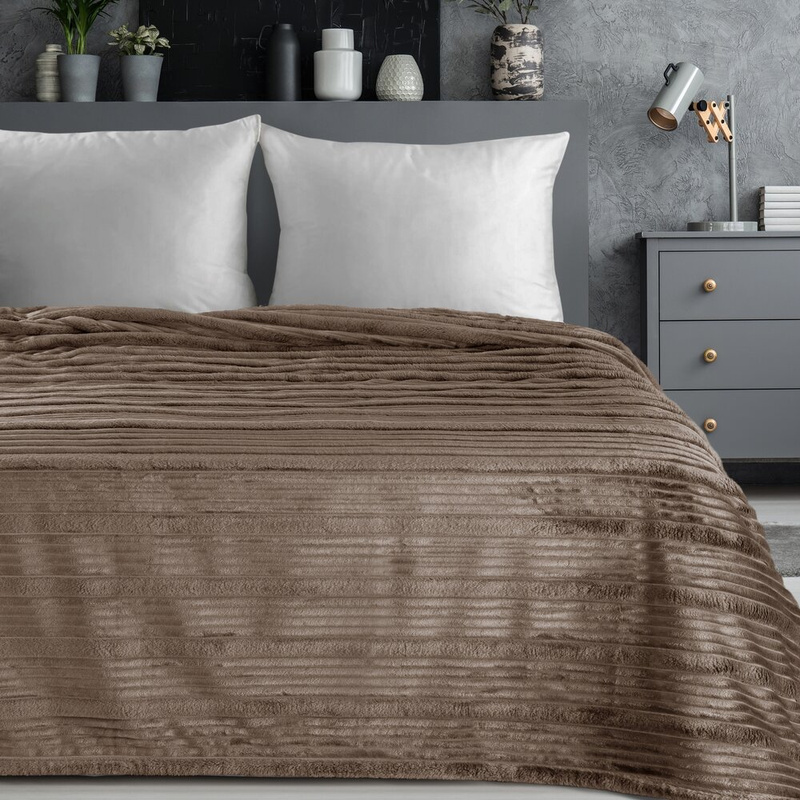 Koc 150x200 cm NINE flano beżowy bardzo miękki z efektem 3D