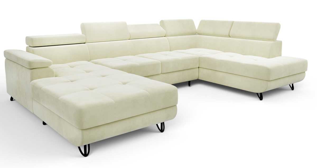 Kanapa narożna do salonu z regulowanymi zagłówkami JASSY