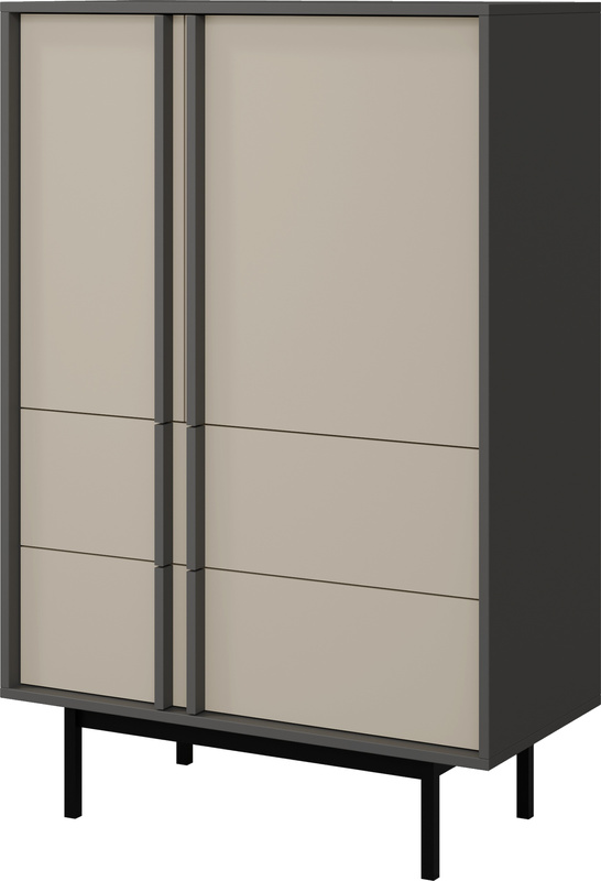 Komoda wysoka AVERO 83 cm antracyt beż jasny z szufladami