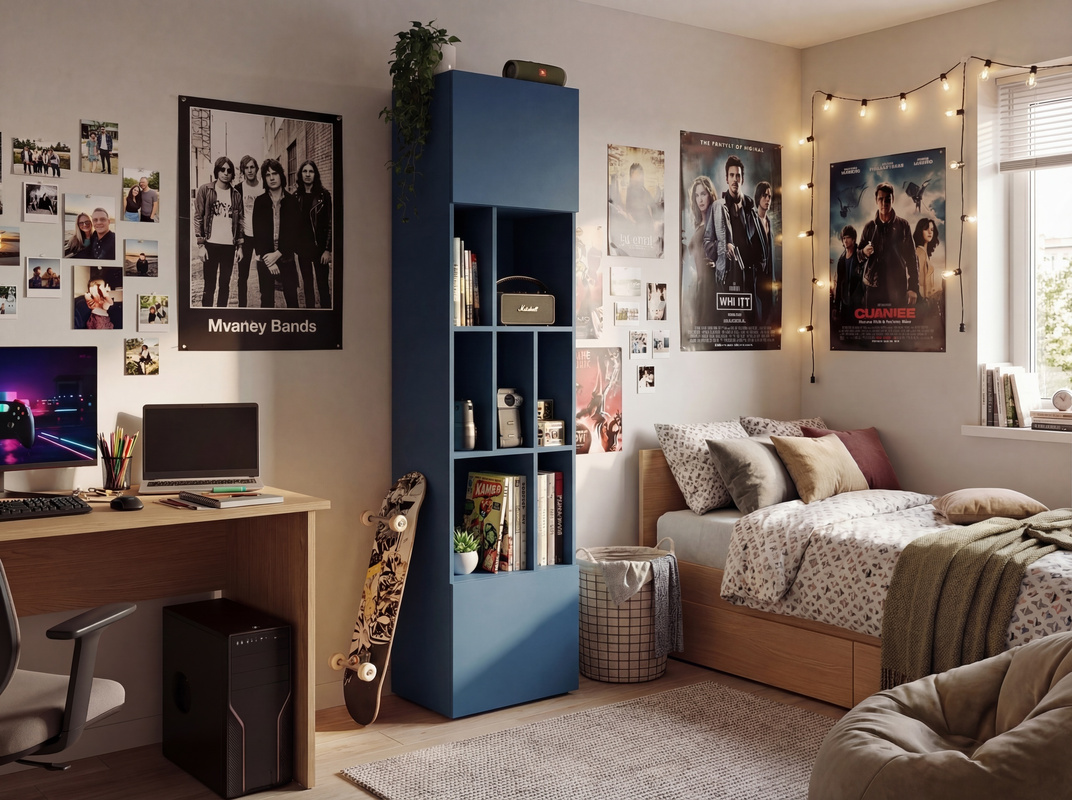 Regał wysoki z półkami na książki 45 cm dwudrzwiowy LUMI