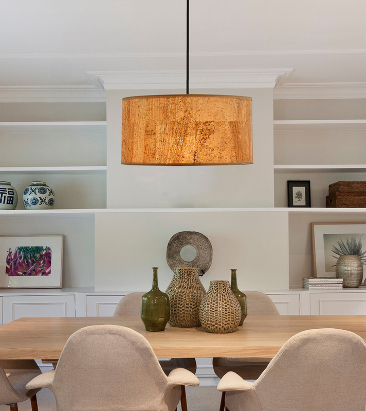 Beżowa lampa wisząca 1 punkt światła do salonu ECOLINE