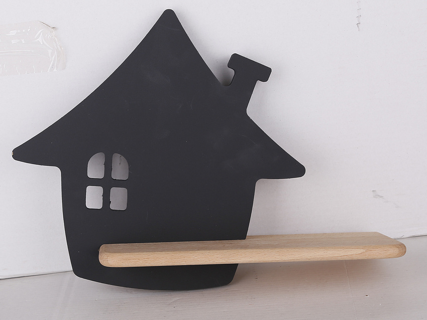 Czarny kinkiet ścienny LED z półką do pokoju dziecka IQ Kids House drewno MDF