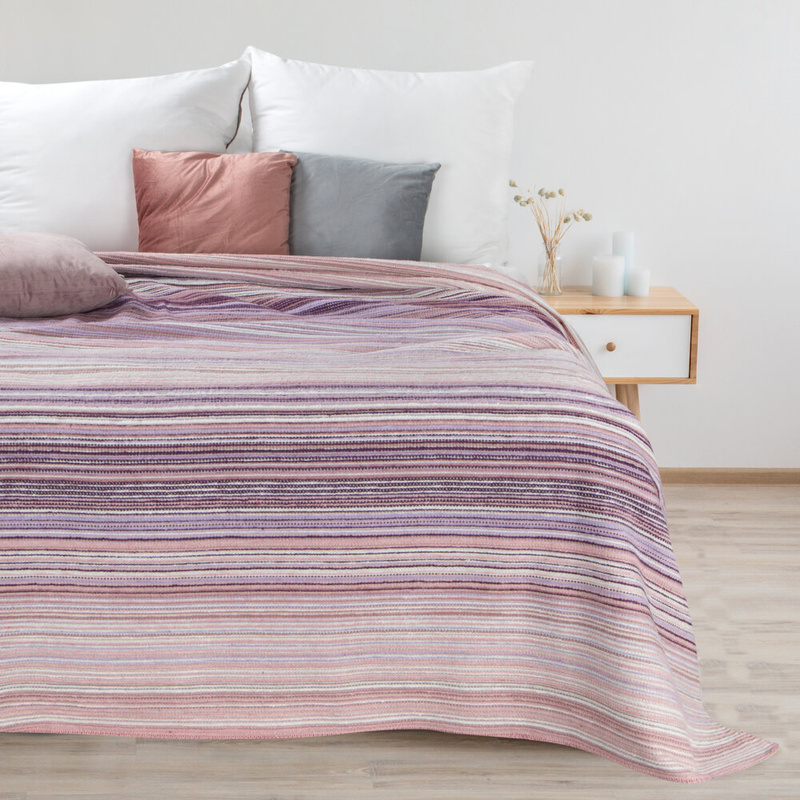 Koc 200x220 cm pudrowy róż ALORE waflowy bardzo miękki