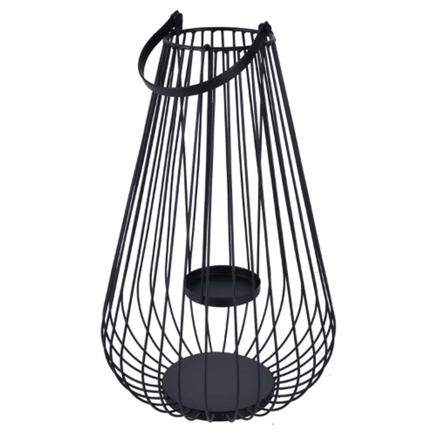 Lampion metalowy Lagos czarny - 28 x 46 x 58 cm