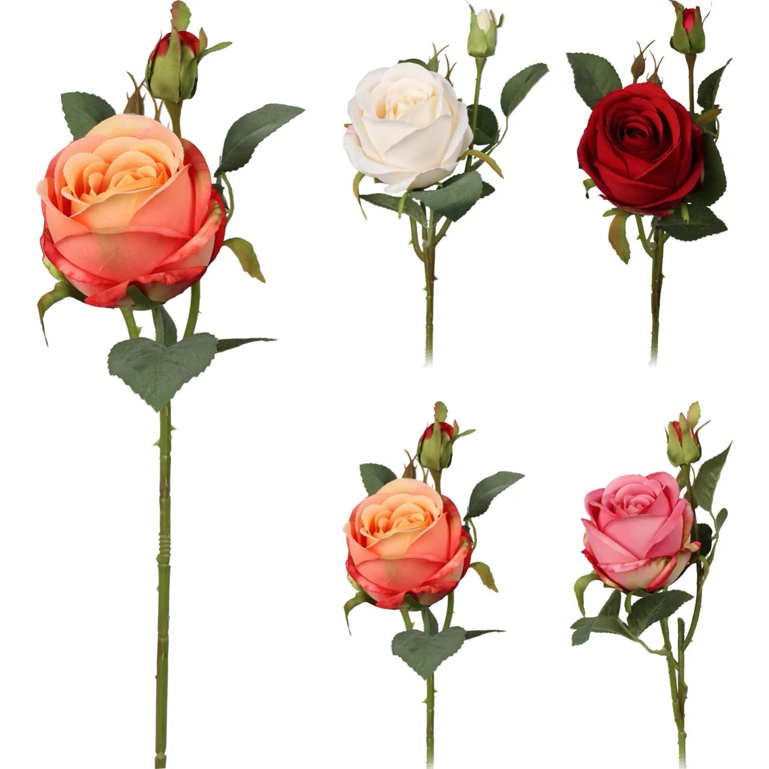 Gałązka kwitnąca Róża sztuczna, mix - wys. 48 cm