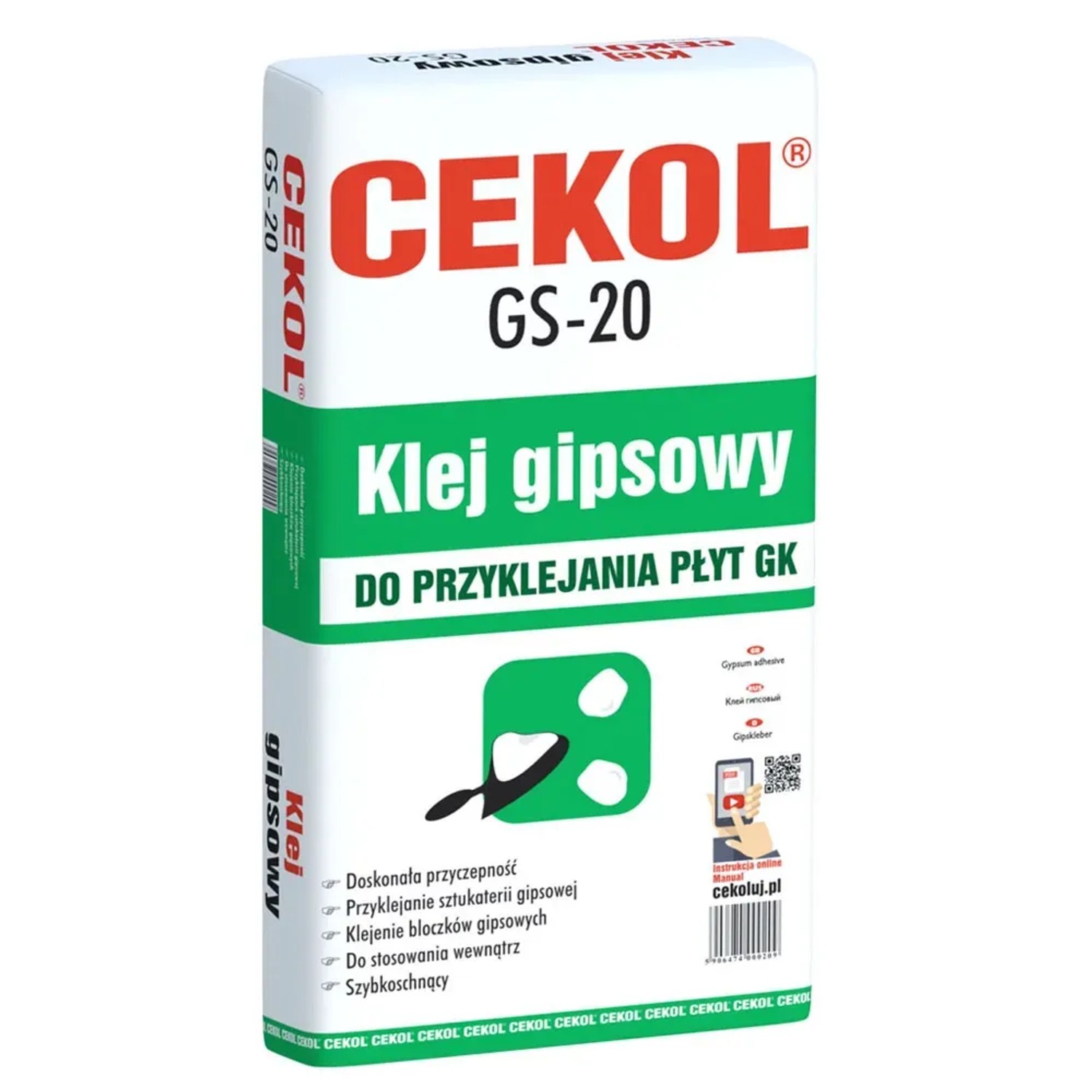 Cekol Klej do przyklejania płyt GK GS-20 10 kg