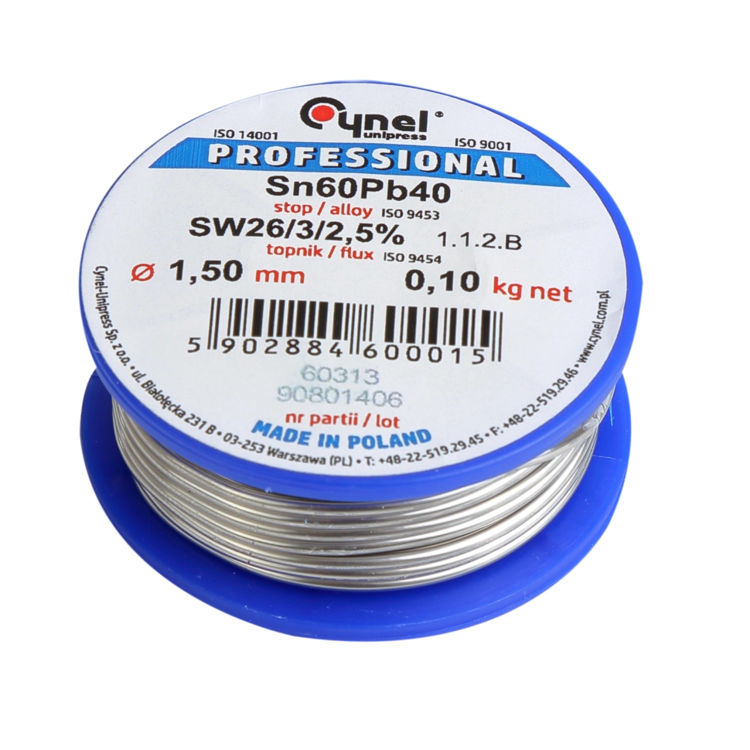 Cynel Spoiwo lutownicze Sn60 Pb40 1,5 mm 100 g