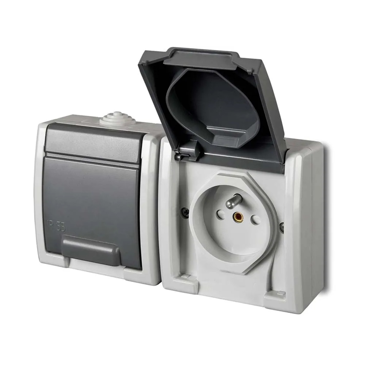 Elektro-Plast Gniazdo Aquant 2x2P+Z szare