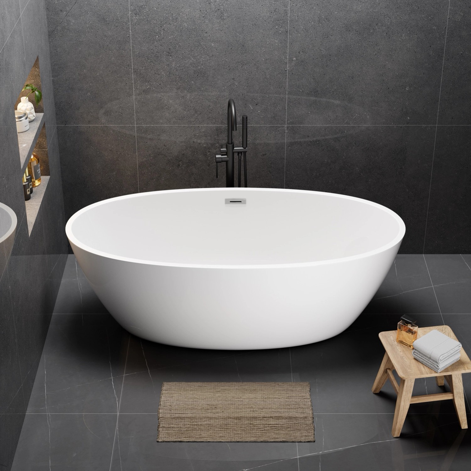 Wanna Reykjavik 175 wolnostojąca biała złoty 175 x 100