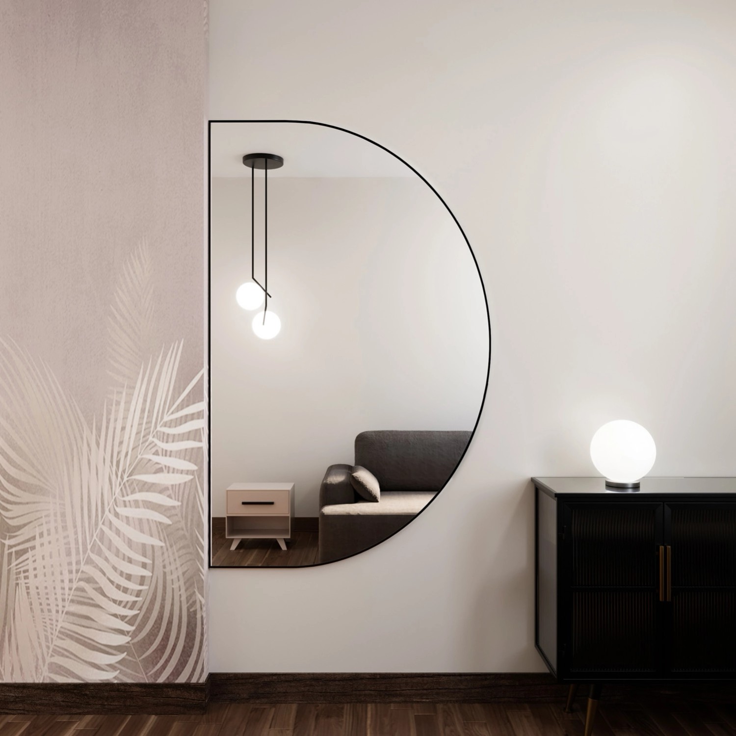 Lustro SemiRound Czarne Bez led 130x85