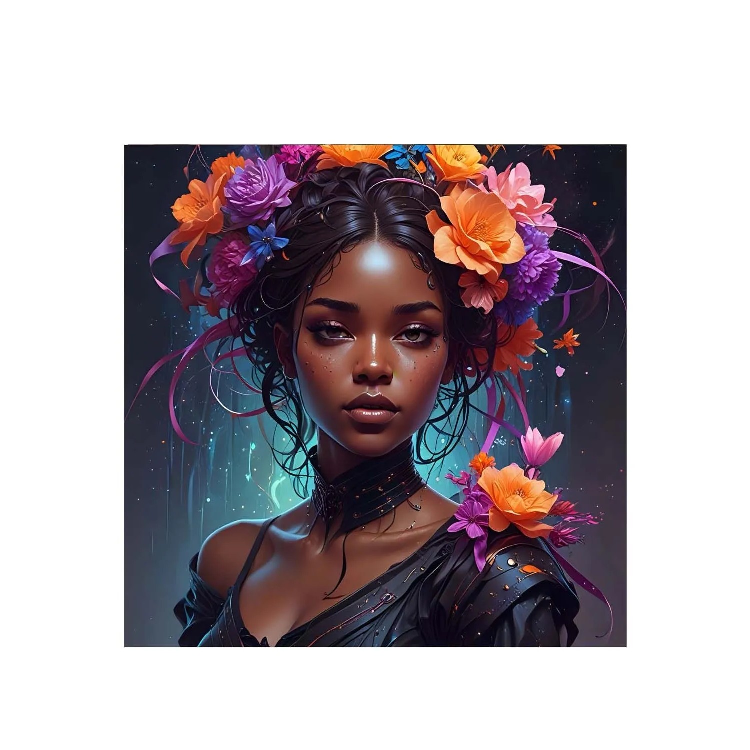 Frames Factory Obraz CANVAS kobieta w kwiatach 50 x 50 cm