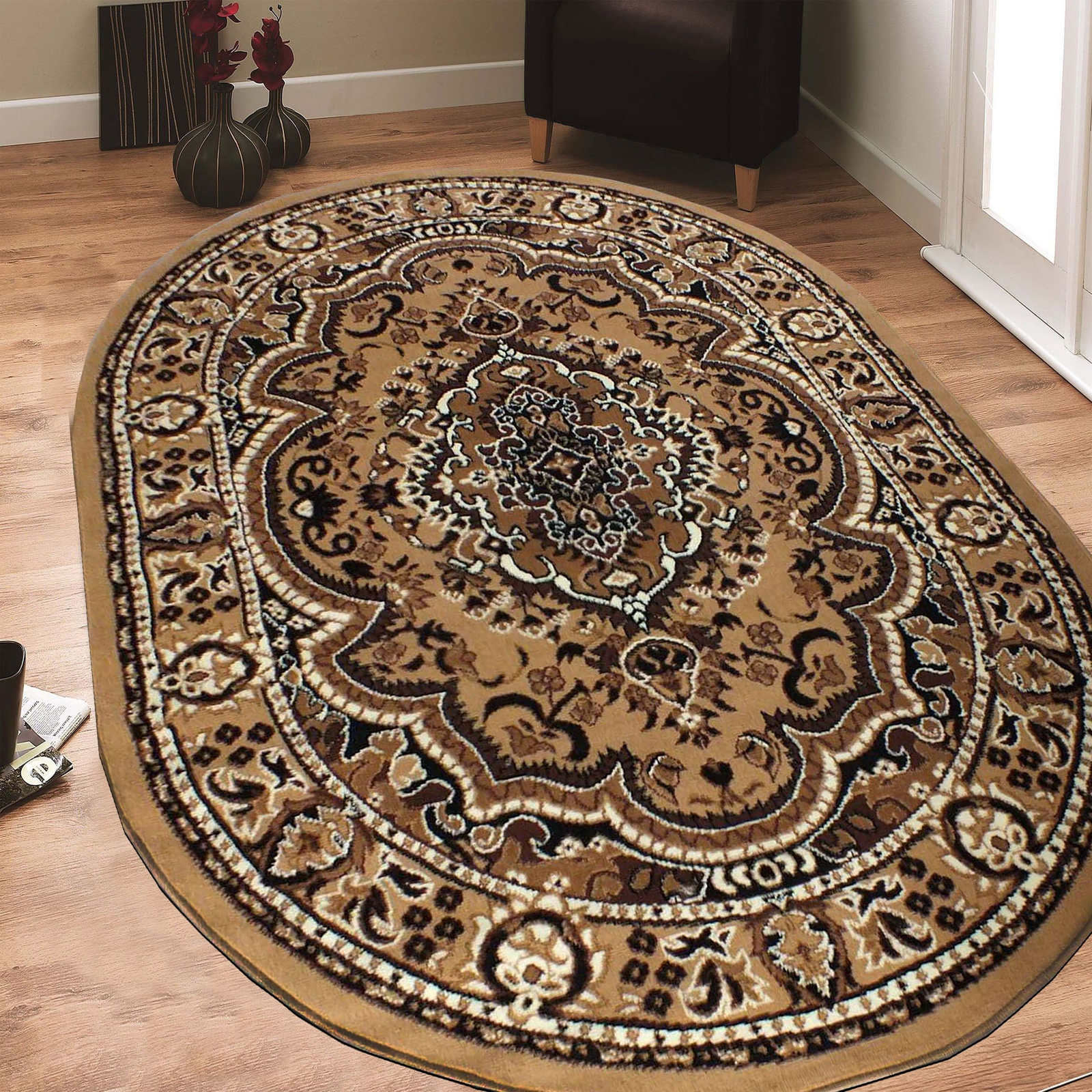 Dywan klasyczny owalny BCF Anto 06 - brązowy
