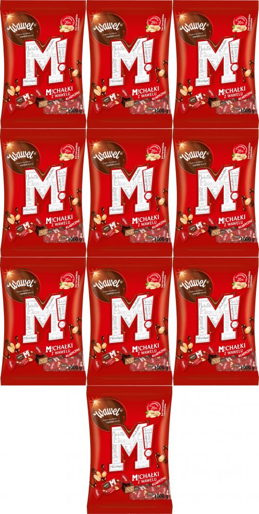 10x Cukierki Michałki Zamkowe Wawel, orzechowy w deserowej czekoladzie, 1kg