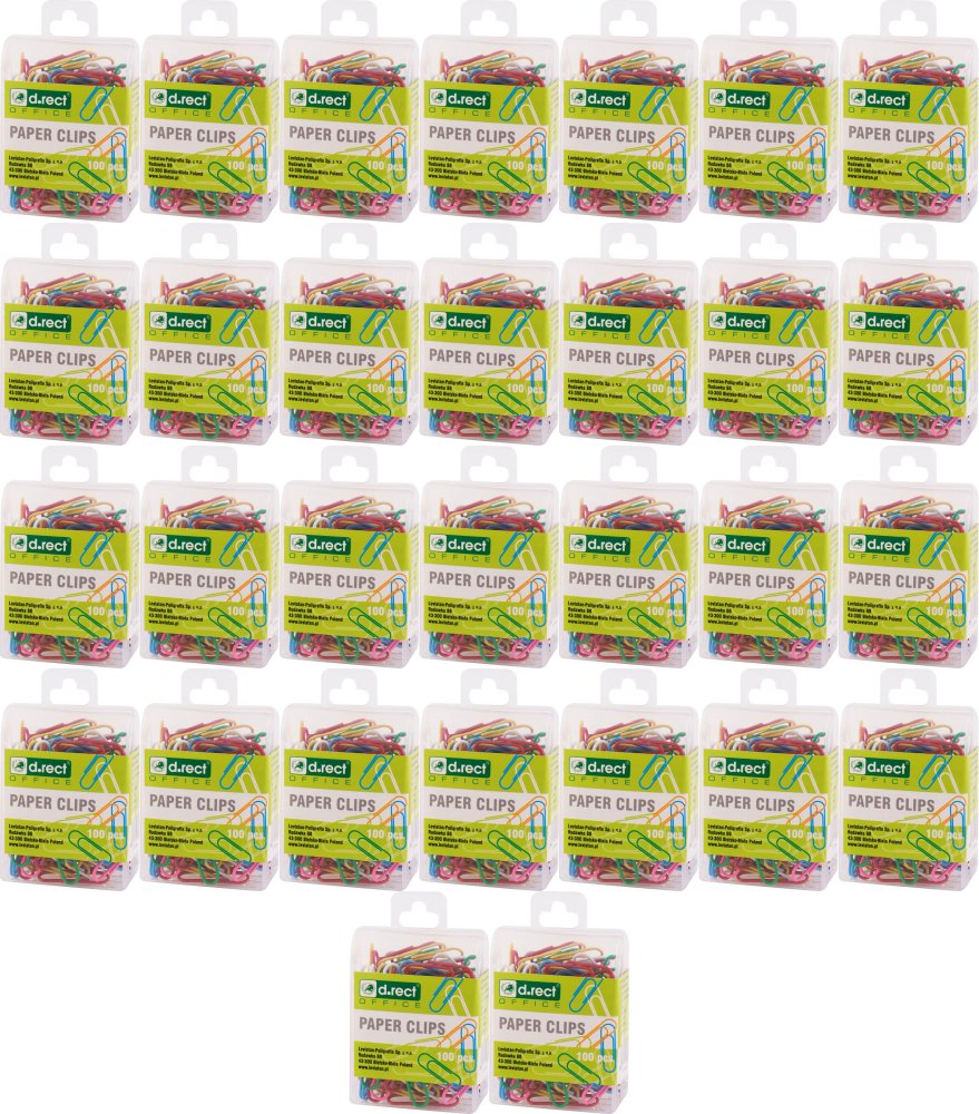 50x Spinacz metalowy D.Rect, okrągły, 28mm, 100 sztuk, mix kolorów