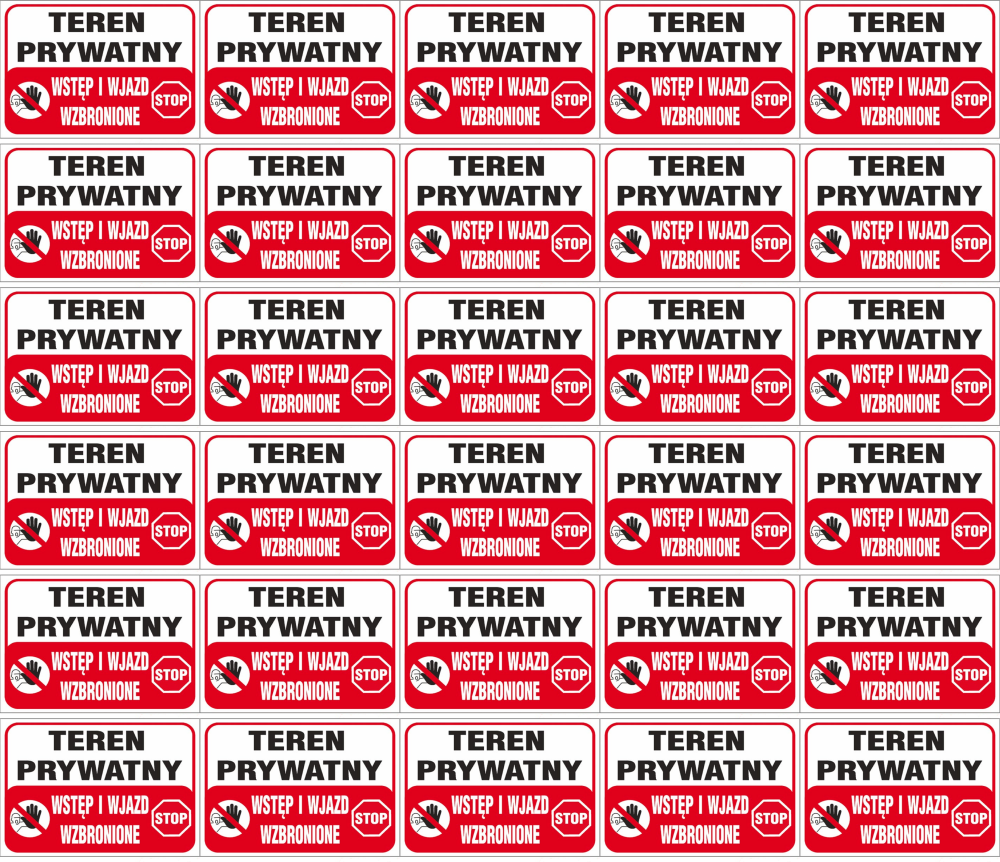 40x Tabliczka informacyjna Anro, "Teren prywatny wstęp i wjazd wzbronione"