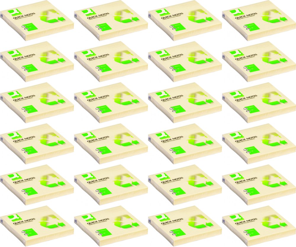 24x Karteczki samoprzylepne Q-Connect 100% Recycled, 76x76mm, 100 karteczek, żółty