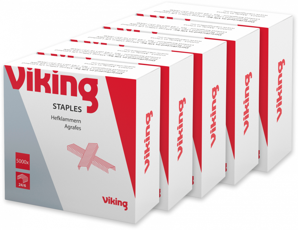 5x Zszywki Viking 24/6, 5000 sztuk, srebrny