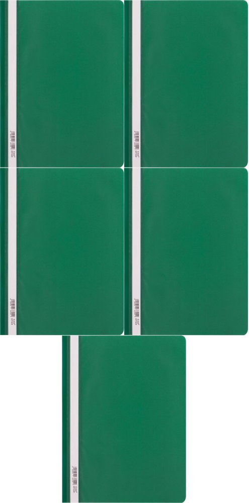5x Skoroszyt plastikowy bez oczek D.Rect, A4, 25 sztuk, zielony