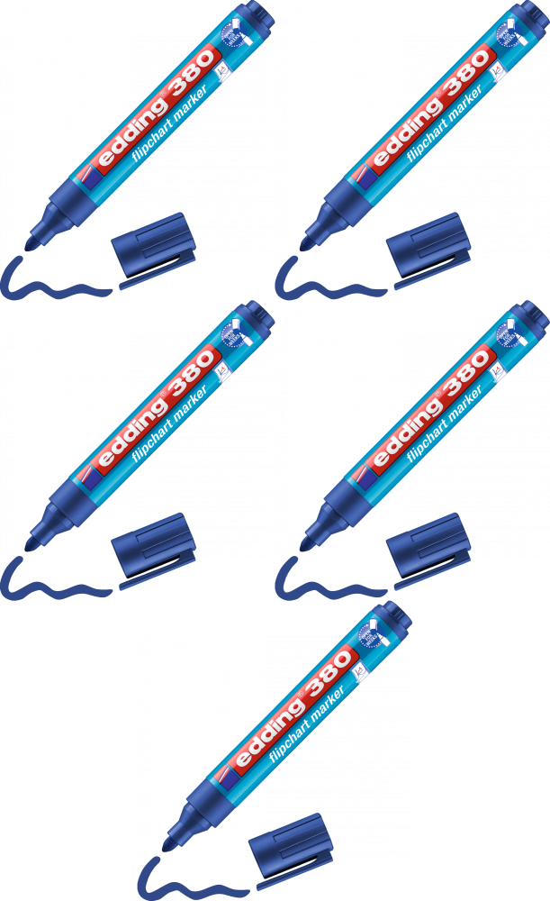 5x Marker do flipchartów edding 380, okrągła, 1.5-3mm, niebieski