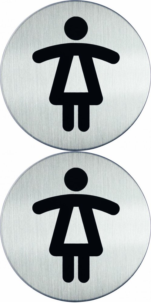 2x Tabliczka informacyjna Durable, "toaleta damska", 83mm, srebrny