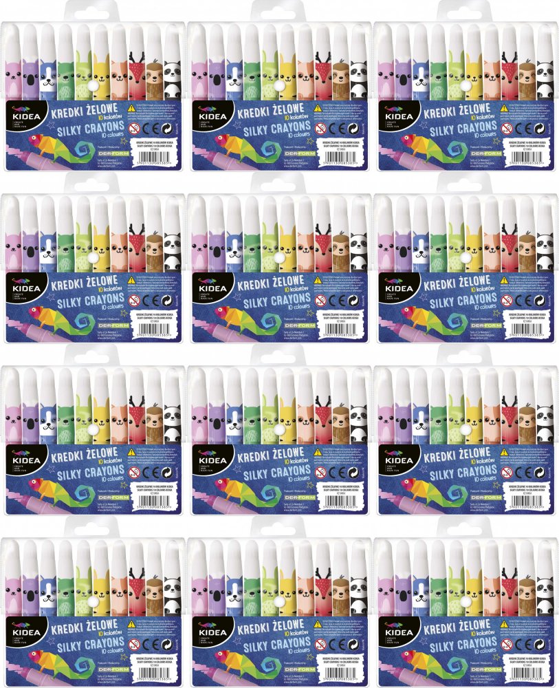 12x Kredki żelowe Kidea, 10 sztuk, mix kolorów