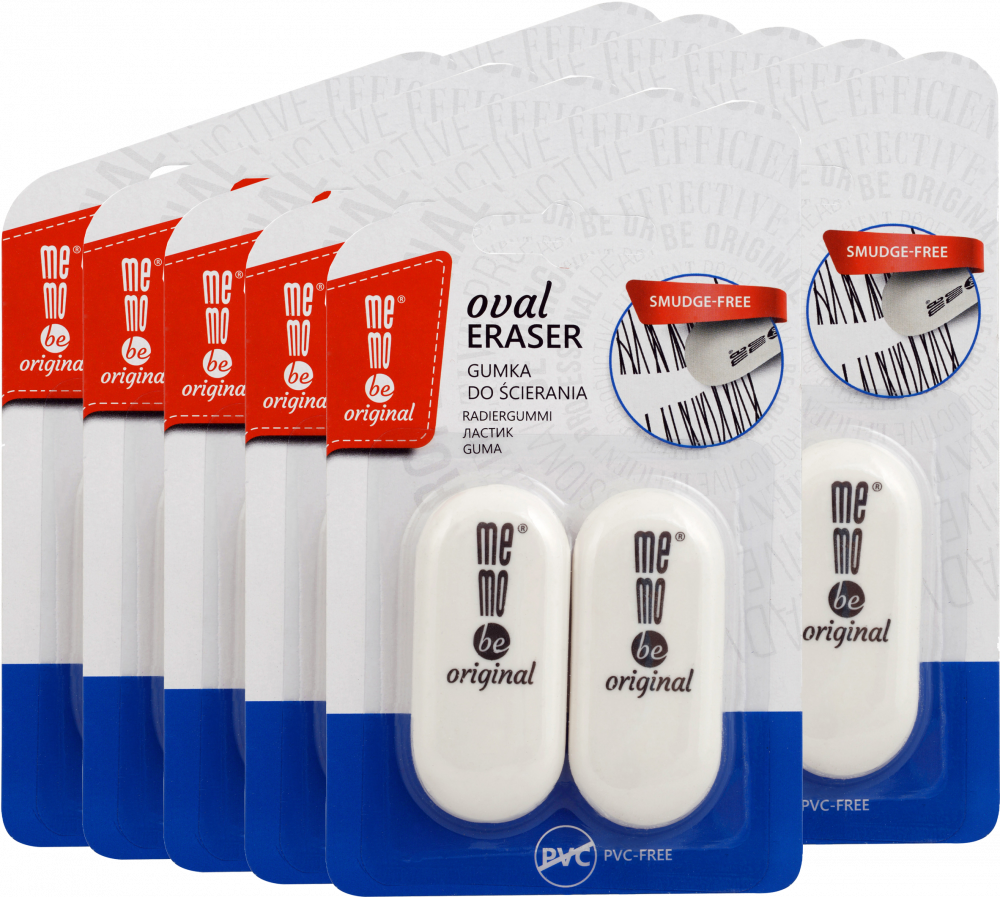 10x Gumka ołówkowa MemoBe Oval, 2 sztuki, biały