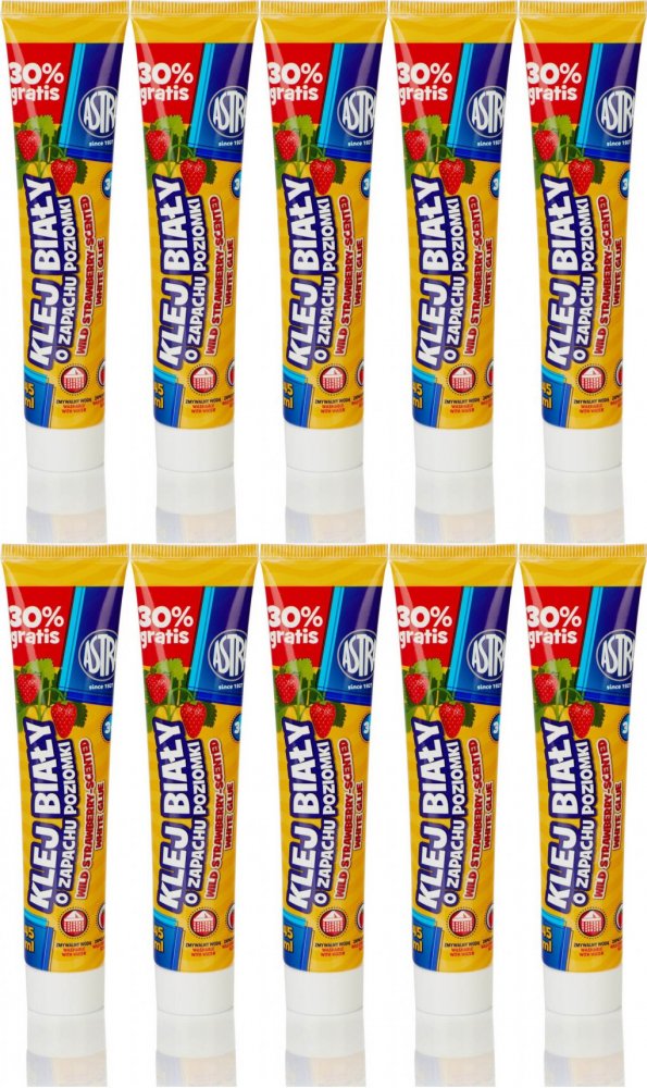 10x Klej w tubce Astra, 45ml, zapachowy, poziomka