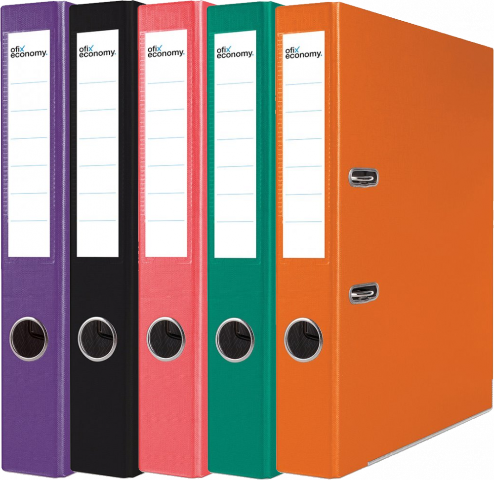 Zestaw 5x segregator Ofix Economy, A4, szerokość grzbietu 50mm, do 350 kartek, mix kolorów