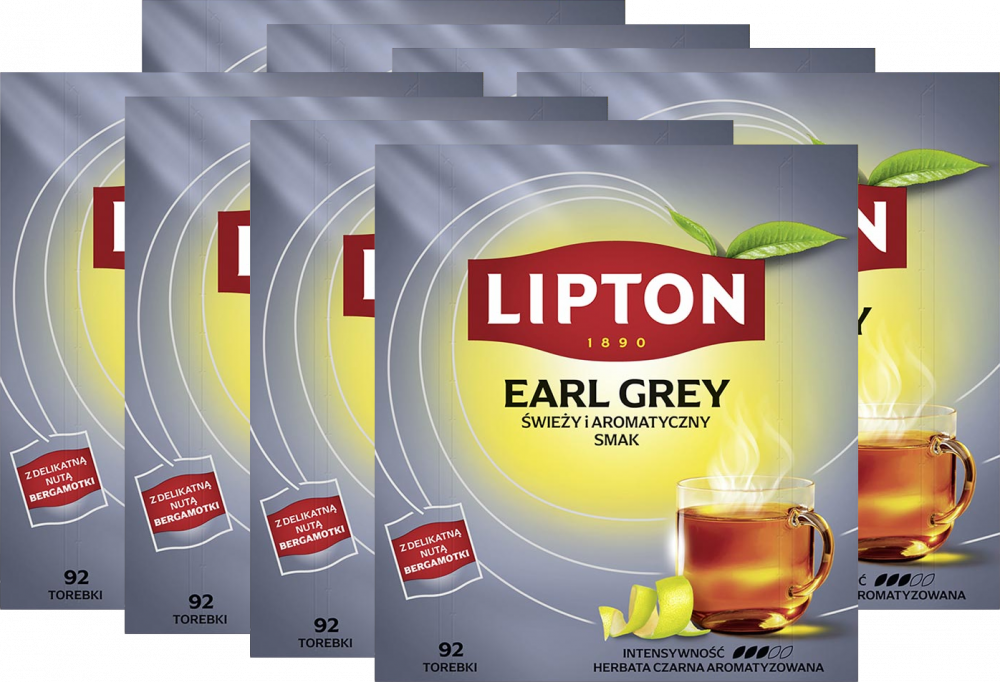 8x Herbata Earl Grey w torebkach Lipton Lemon, 92 sztuk x 2g
