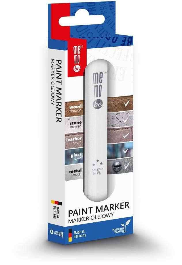 Marker olejowy MemoBe MM301, okrągła, 2-4mm, biały, w opakowaniu z zawieszką