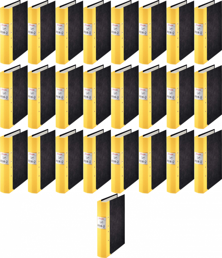 25x Segregator A4 Esselte Jopa, z mechanizmem szwedzkim, szerokość grzbietu 60mm, czarno-żółty