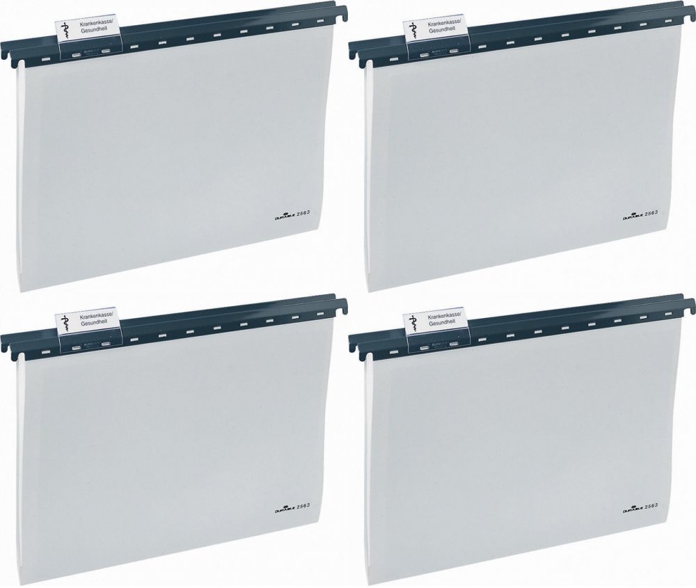 4x Teczka zawieszkowa Durable, A4, z tworzywa z metalową szyną, szary