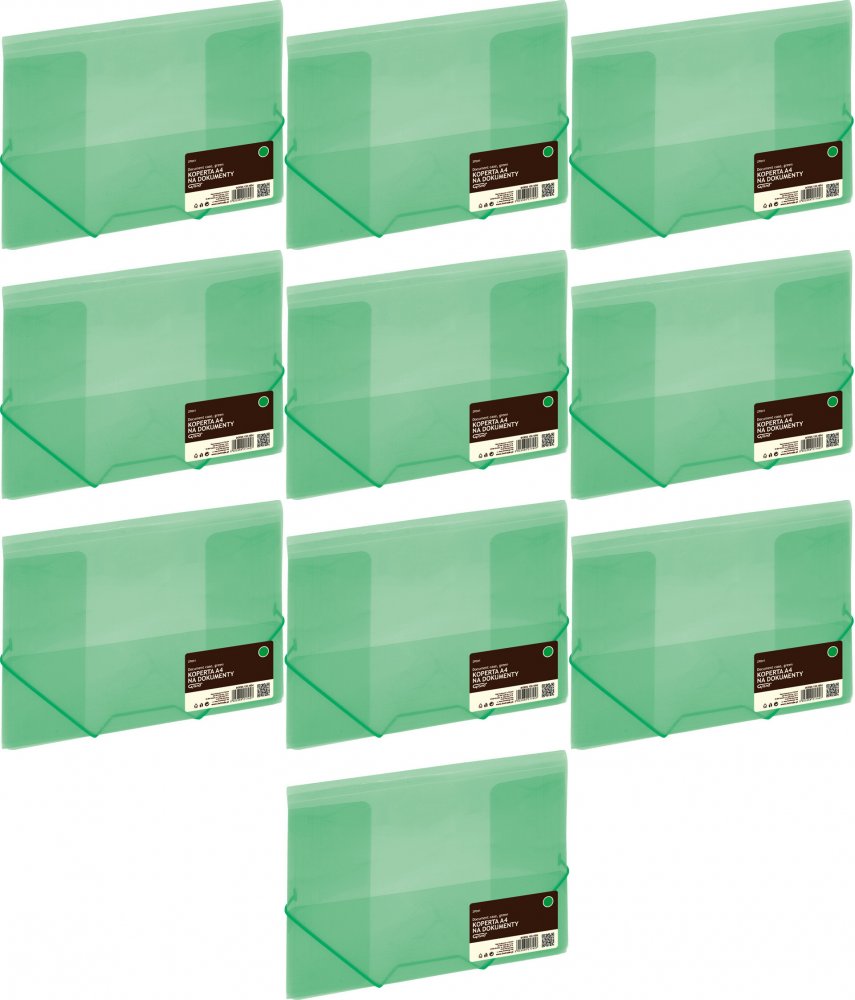 10x Teczka plastikowa z gumką Grand ZP-041, A4, zielony