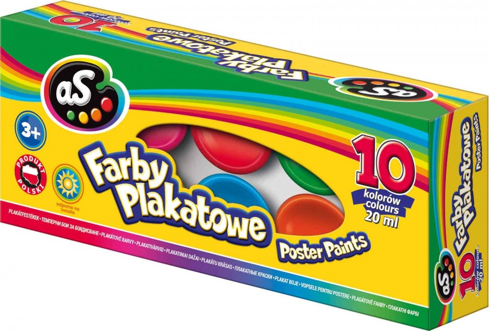 Farby plakatowe Astra AS, 20ml, 10 sztuk, mix kolorów