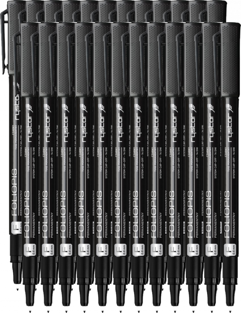24x Foliopis Rystor, FF, okrągła, 0.6mm, czarny