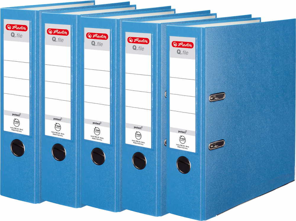5x Segregator A4 Herlitz Q.file, 80mm, jasnoniebieski