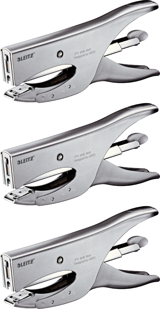 3x Zszywacz nożycowy Leitz 5549, do 40 kartek, srebrny