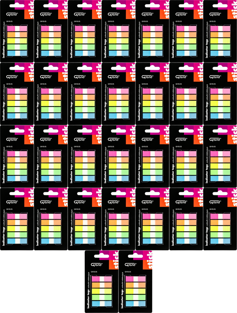 96x Zakładki samoprzylepne Grand GR-113-25, indeksujące, 45x12 mm, 5x25 sztuk, mix kolorów