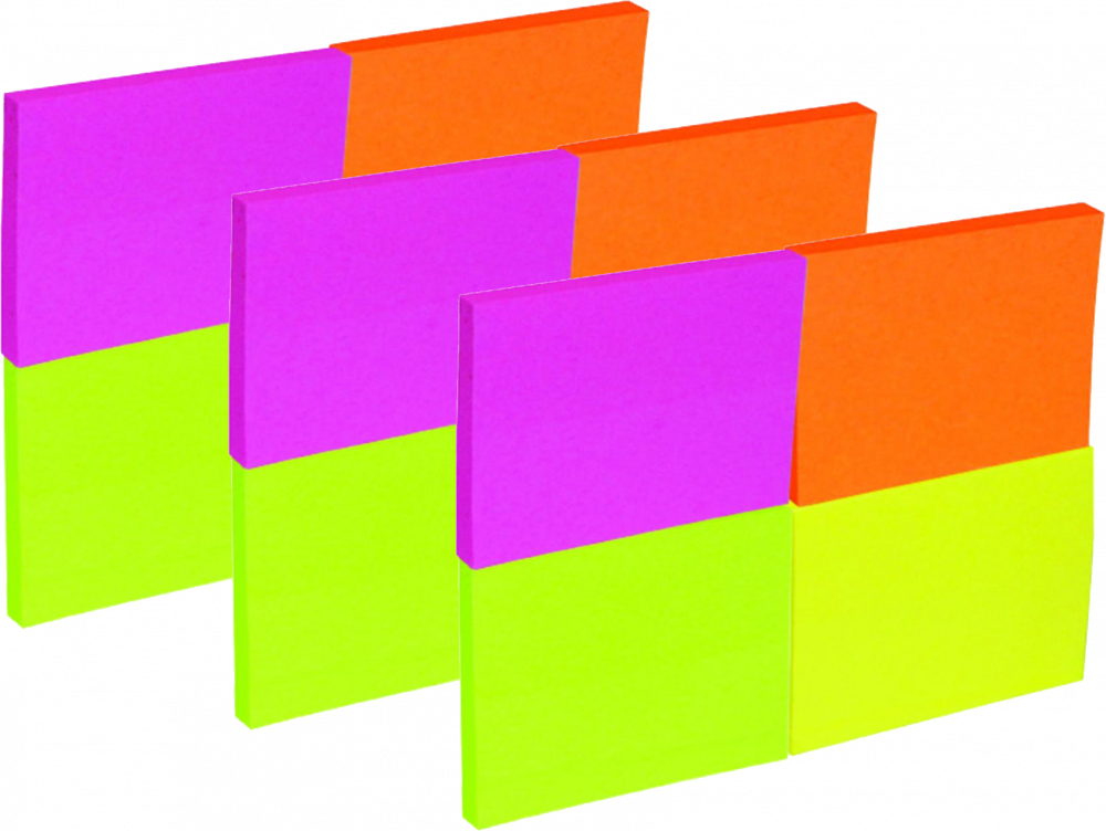 3x Karteczki samoprzylepne Donau, 38x51mm, 200 karteczek, mix kolorów neonowych