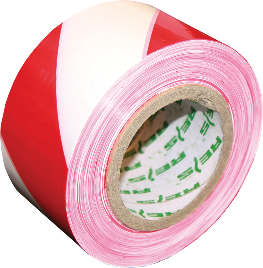 Taśma ostrzegawcza Reis, 70mmx100m, 30μm, biało-czerwony