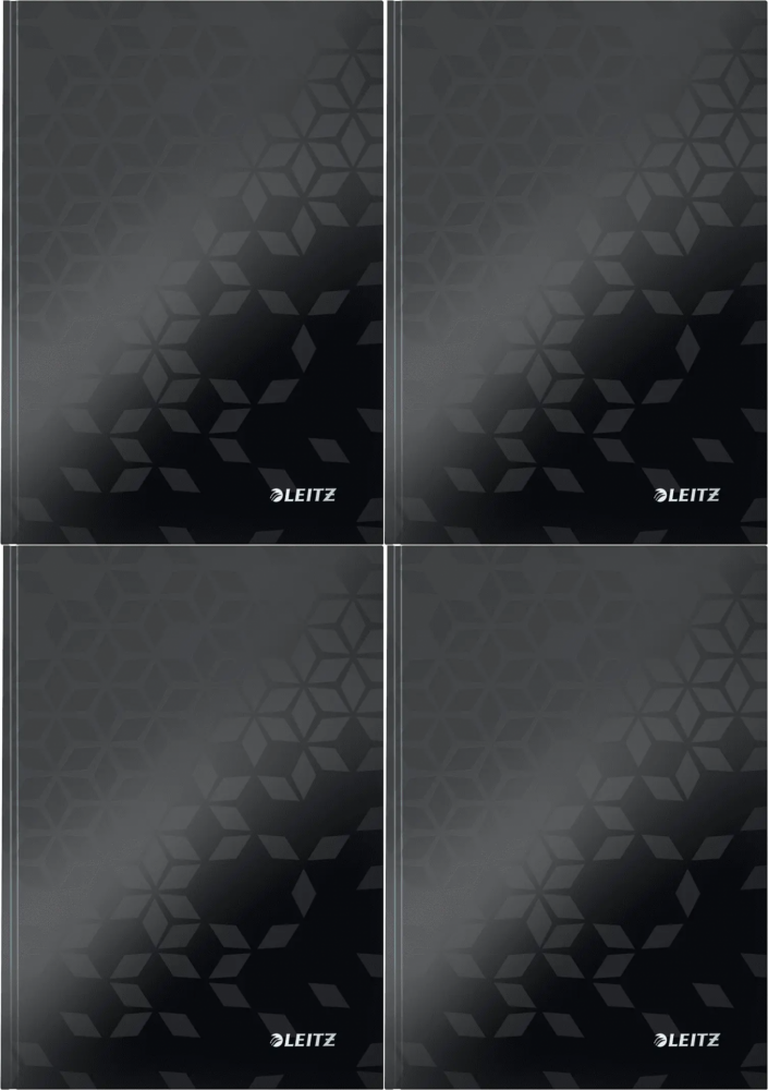 4x Brulion A5 Leitz Wow, w kratkę, 80 kartek, twarda oprawa, czarny
