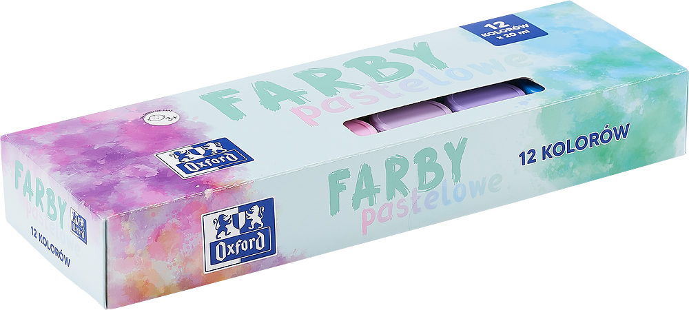 Farby plakatowe Oxford, 20ml, 12 sztuk, mix kolorów pastelowych