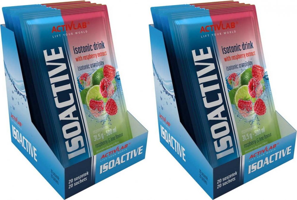 2x Napój izotoniczny Activlab Isoactive, w saszetkach, malina-limonka, 20 sztuk x 31.50g